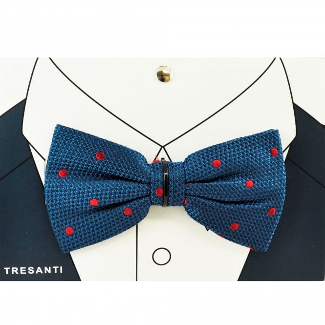 Tresanti Navy Blue & Red Polka Dot Men's Silk Bow Tie