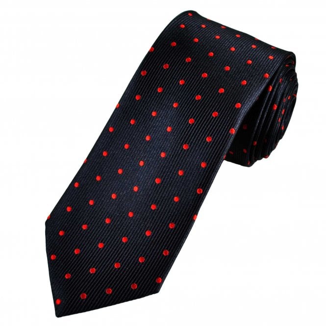 Tresanti Navy Blue & Red Polka Dot Men's Silk Designer Tie