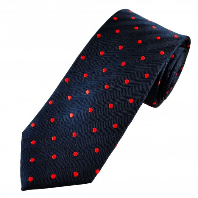 Tresanti Navy Blue & Red Polka Dot Men's Silk Tie