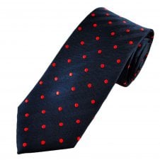 Tresanti Navy Blue & Red Polka Dot Men's Silk Tie
