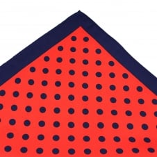 Tresanti Navy Blue & Red Polka Dot Silk Pocket Square Handkerchief
