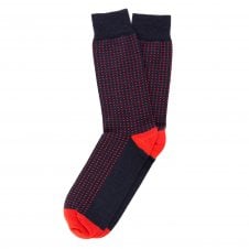 Tresanti Navy Blue & Red Squares Wool Blend Men's Socks