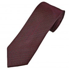 Tresanti Navy Blue, Red & White Birds Eye Inspired Pattern Men's Silk Designer Tie