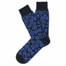 Tresanti Navy Blue & Royal Blue Floral Pattern Combed Cotton Men's Socks