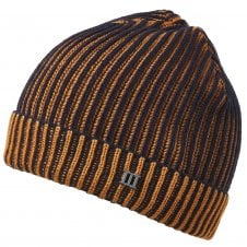 Tresanti Navy Blue & Rust Orange Ribbed Beanie Hat With Metal Tresanti Logo