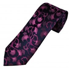 Tresanti Navy Blue & Shade of Pink Floral Pattern Men's Silk Designer Tie
