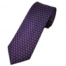 Tresanti Navy Blue, Shades of Purple & Silver Hexagon Pattern Luxury Men's Silk Tie