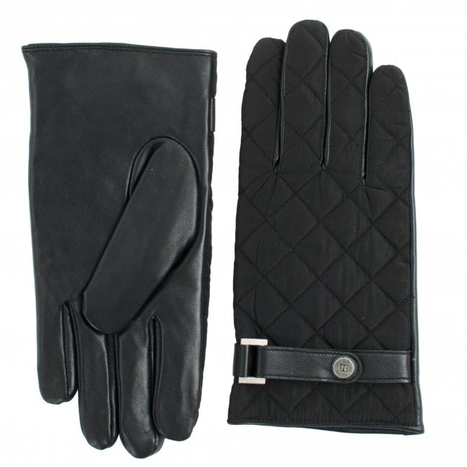 Tresanti Navy Blue Sheep Leather With Matelasse Nylon Gloves