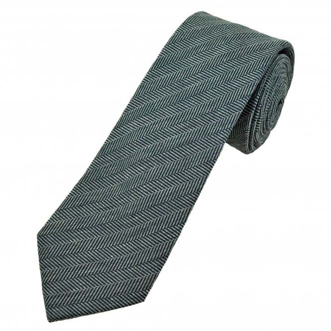 Tresanti Navy Blue & Silver Chevron Striped Pattern Silk Blend Men's Tie