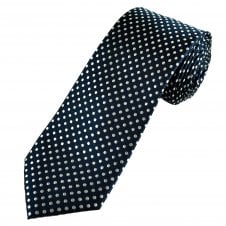 Tresanti Navy Blue & Silver Polka Dot Men's Silk Designer Tie