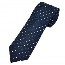 Tresanti Navy Blue & White Polka Dot Silk Blend Men's Tie