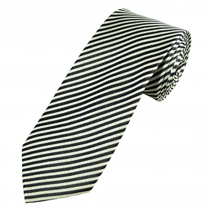 Tresanti Navy Blue & White Striped Men's Silk Designer Tie