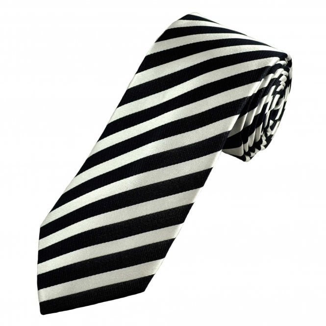 Tresanti Navy Blue & White Striped Men's Silk Designer Tie