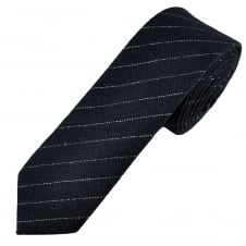 Tresanti Navy Blue & White Striped Wool Blend 6cm Skinny Tie
