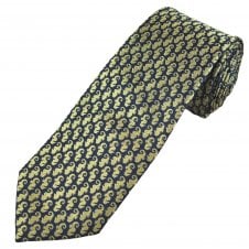 Tresanti Navy Blue With Gold Seahorse Men's Silk Novelty Tie
