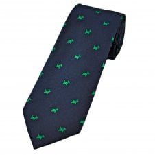Tresanti Navy Blue With Green Dog Men's Silk Tie