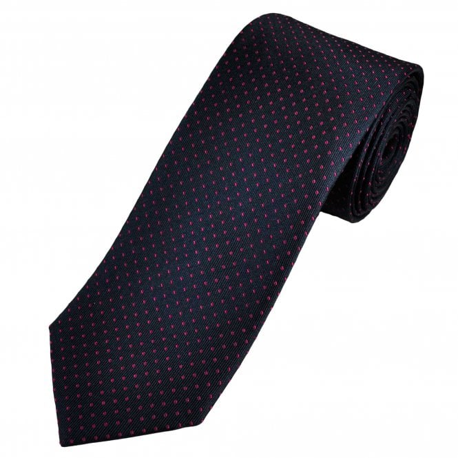 Tresanti Navy & Fuchsia Pink Patterned Men's Silk Designer Tie