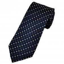 Tresanti Navy, Grey & Silver Patterned Men's Silk Tie