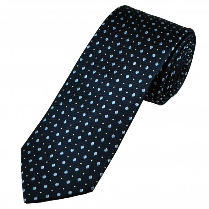 Tresanti Navy, Light Blue & Ivory Patterned Men's Silk Tie