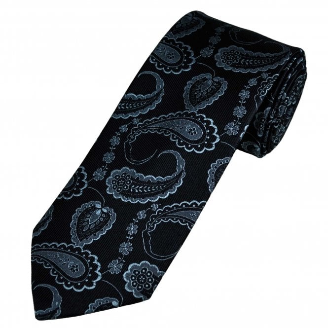 Tresanti Navy & Light Blue Paisley Patterned Men's Silk Designer Tie