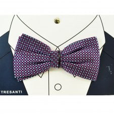 Tresanti Navy, Light Blue & Pink Square Pattern Men's Silk Bow Tie