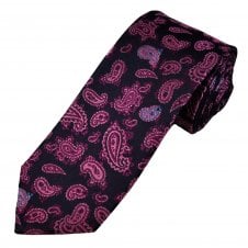 Tresanti Navy, Pink & Light Blue Paisley Pattern Men's Silk Designer Tie