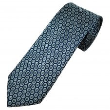 Tresanti Navy, Shades of Blue & Silver Hexagon Pattern Luxury Men's Silk Tie