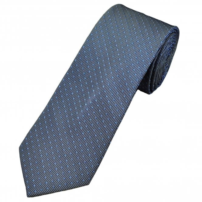 Tresanti Navy, Silver & Denim Blue Polka Dot Men's Silk Tie