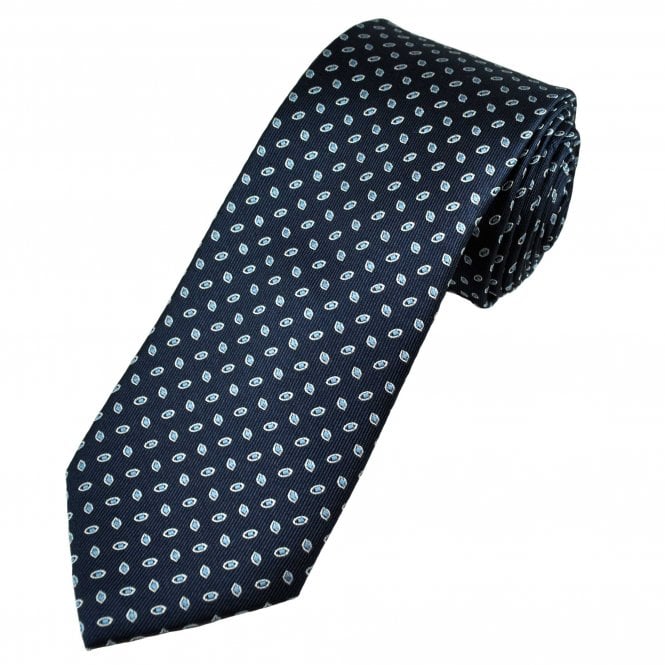 Tresanti Navy, Silver & Light Blue Spot Patterned Men's Silk Designer Tie