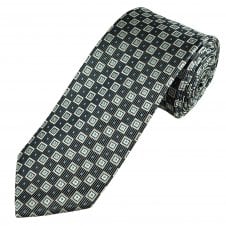 Tresanti Navy, Silver & Light Blue Square Patterned Men's Silk Designer Tie