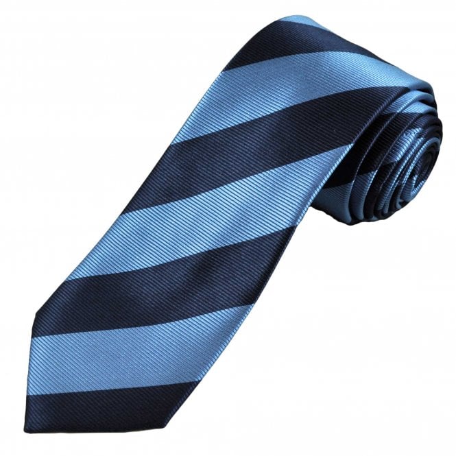 Tresanti Navy & Sky Blue Stripe Men's Silk Tie