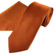 Tresanti Orange Chevron Pattern Silk Tie & Pocket Square Handkerchief Set 