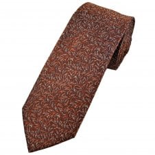 Tresanti Orange & Silver Floral Pattern Men's Designer Silk Tie