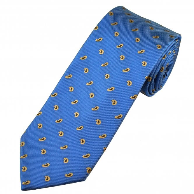 Tresanti Periwinkle Blue & Beige Paisley Patterned Men's Silk Tie
