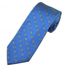 Tresanti Periwinkle Blue & Beige Paisley Patterned Men's Silk Tie