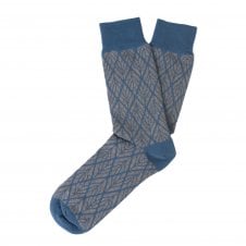 Tresanti Petrol Blue & Grey Pattern Combed Cotton Men's Socks