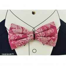 Tresanti Pink Paisley Patterned Men's Silk Bow Tie
