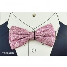 Tresanti Pink & Silver Paisley Silk Men's Bow Tie