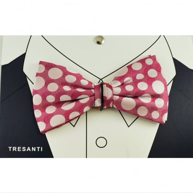 Tresanti Pink & Silver Spot Pattern Silk Men's Bow Tie