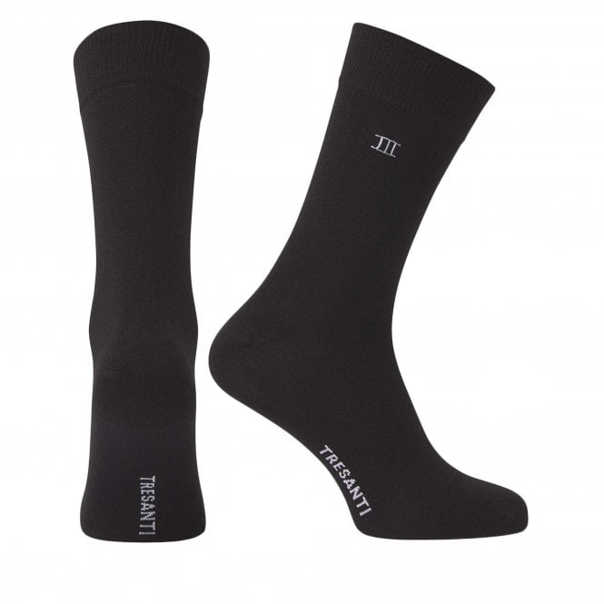 Tresanti Plain Black Bamboo Men's Socks Size 9-11