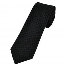 Tresanti Plain Black Self Patterned Men's Silk Tie
