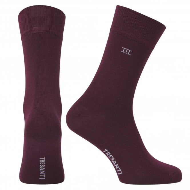 Tresanti Plain Burgundy Bamboo Men's Socks