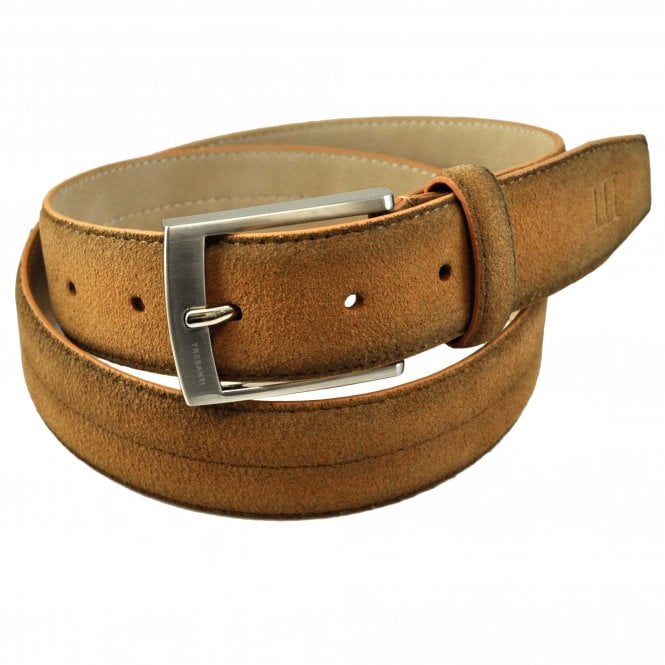 Tresanti Plain Camel Beige Men's Suede Belt - 32"-34"