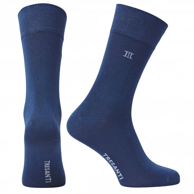 Tresanti Plain Dark Blue Bamboo Men's Socks