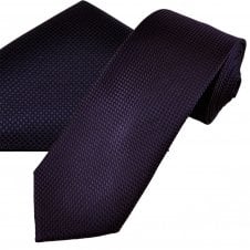 Tresanti Plum Micro Check Men's Tie & Pocket Square Handkerchief Set