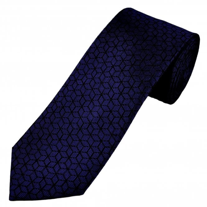 Tresanti Purple & Black Cube Pattern Men's Silk Designer Tie