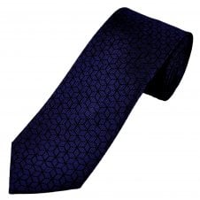 Tresanti Purple & Black Cube Pattern Men's Silk Designer Tie