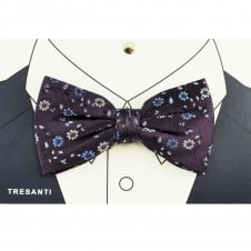 Tresanti Purple, Light Blue & Silver Floral Pattern Silk Men's Bow Tie