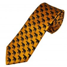 Tresanti Reale Amber Gold with Navy Blue Elephant Designer Silk Men's Novelty Tie