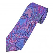 Tresanti Reale Arctic Blue, Fuchsia Pink, Royal Blue & Plum Pattern Men's Silk Tie